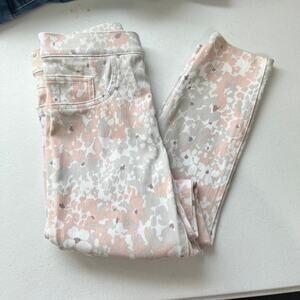 Spanx Women's White Pink Gray Floral Print Pullon Jean Leggings tummy control